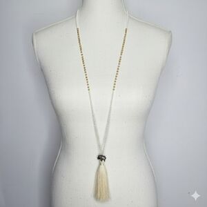 Zacasha 38" Tassel Necklace India Elephant Faceted Glass Beaded Hand Knotted